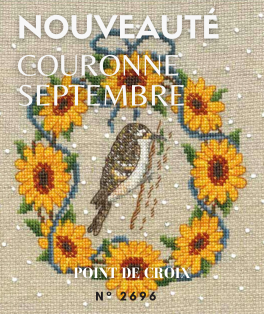 Couronne Septembre Oiseau Grimpereau. Kit point de croix, point compté sur Aïda 7 pts/cm. Le Bonheur des Dames 2696